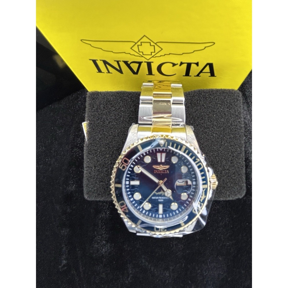Invicta 30021 Pro Diver 43mm Blue Dial Stainless Steel Band Two Tone Mens Watch